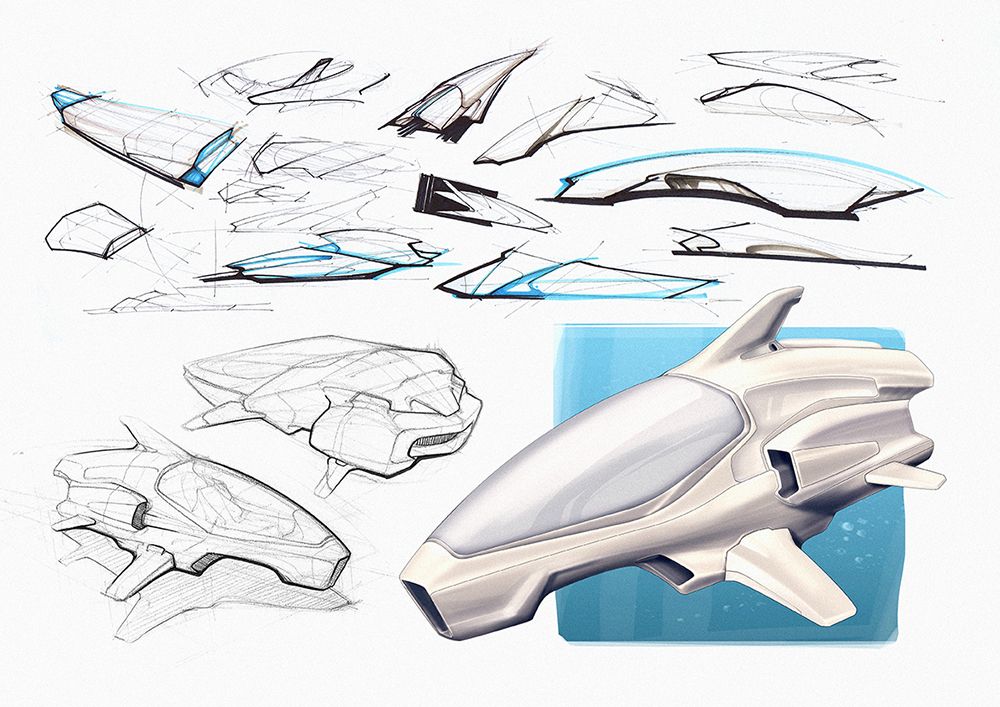 1000x707 One Man Submarine Sketches2 Via Id Sketching - Submarine Sketch