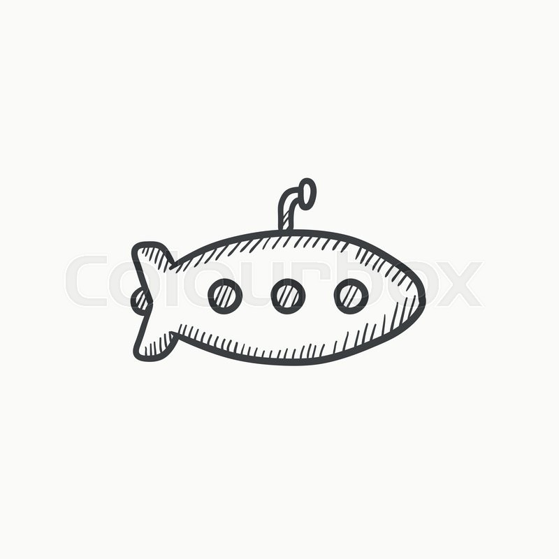 800x800 Submarine Vector Sketch Icon Isolated On Background. Hand Drawn - Submarine Sketch