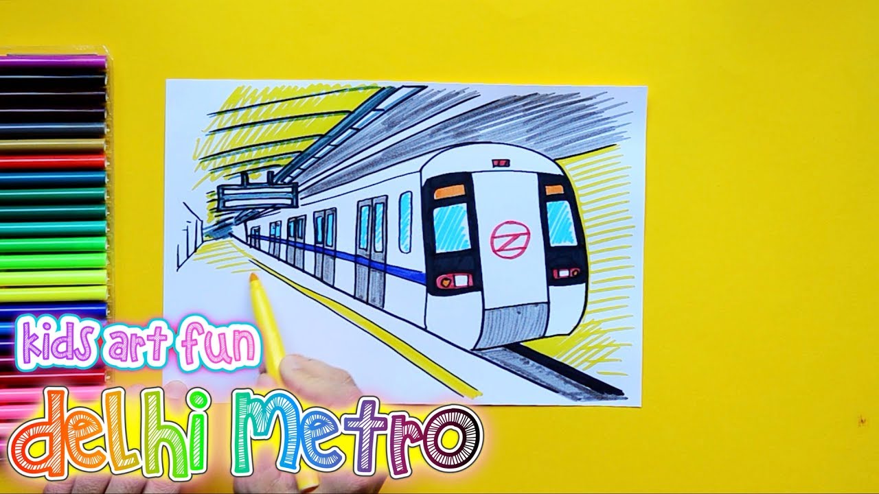 1280x720 How To Draw And Color Delhi Metro Subway Train - Subway Train Sketch