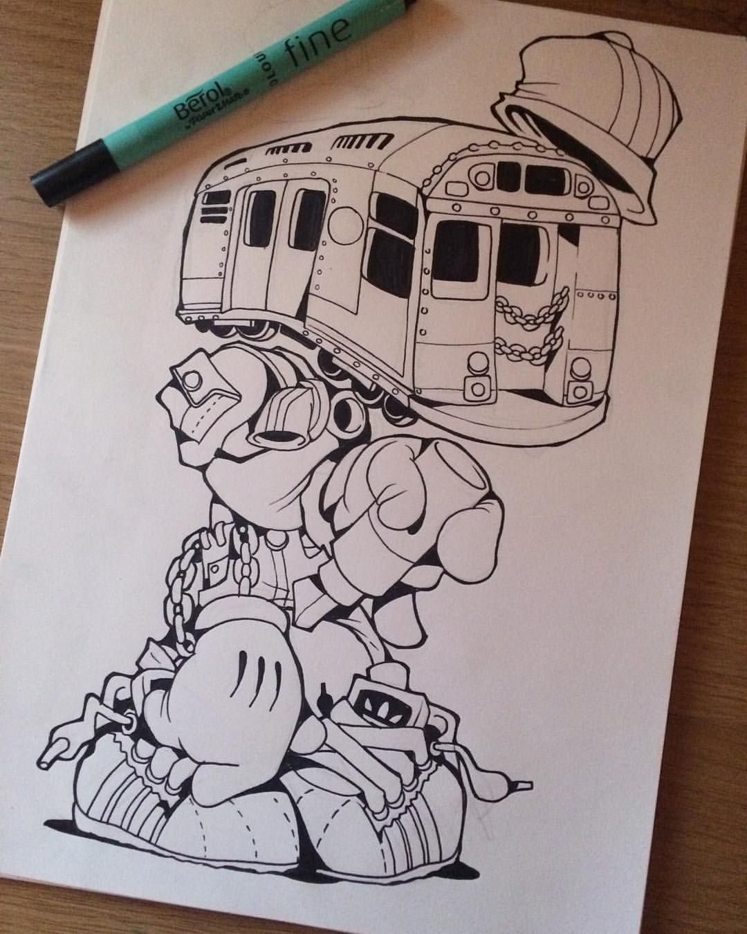 1080x1350 Trainface,ny. - Subway Train Sketch