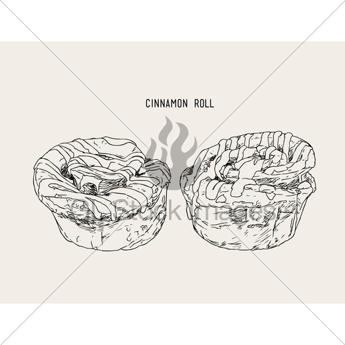 500x500 Traditional Homemade Cinnamon Rolls , Sketch Vector. Gl Stock Images - Sugar Sketch