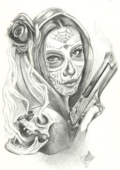 Sugar Skull Girl Sketch
