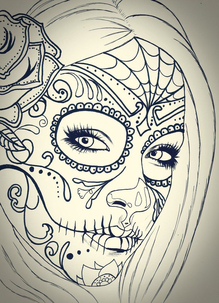 761x1050 Skull Girl Sketch By Carldraw Art - Sugar Skull Girl Sketch