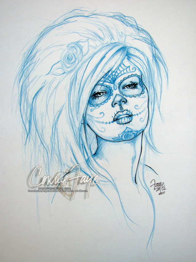 638x850 Sugar Skull - Sugar Skull Girl Sketch