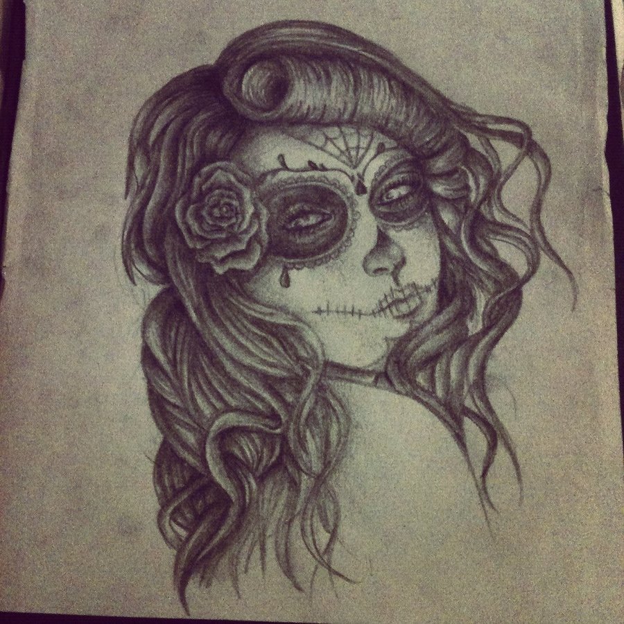 900x900 Collection Of Beautiful Sugar Skull Drawing High Quality - Sugar Skull Girl Sketch
