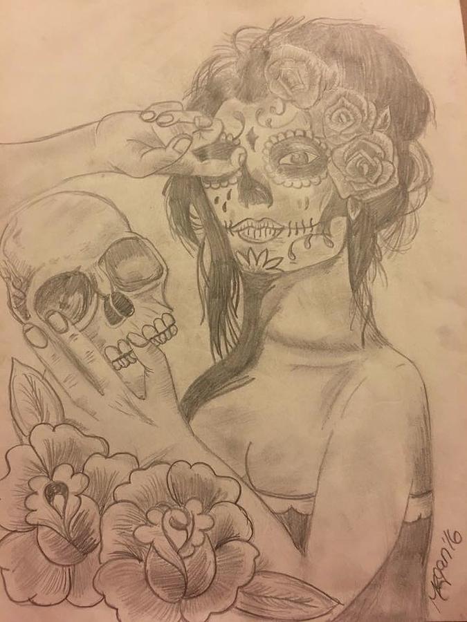 675x900 Sugar Skull Girl Drawings Fine Art America - Sugar Skull Girl Sketch