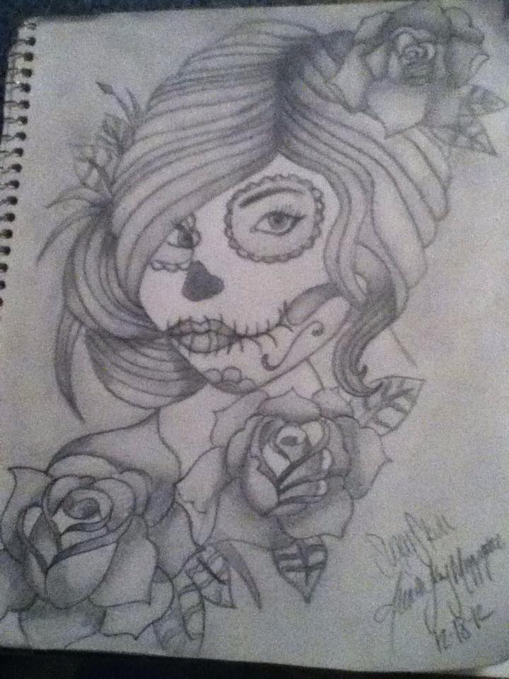 720x960 Sugar Skull Girl And Roses By Xxxdeadrose - Sugar Skull Girl Sketch