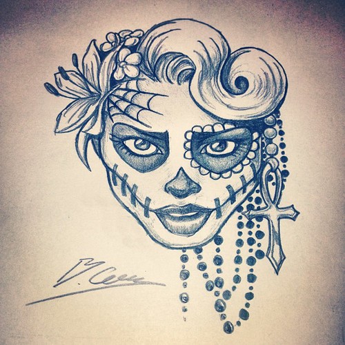 500x500 Sugar Skull Girl Discovered By On We Heart It - Sugar Skull Girl Sketch