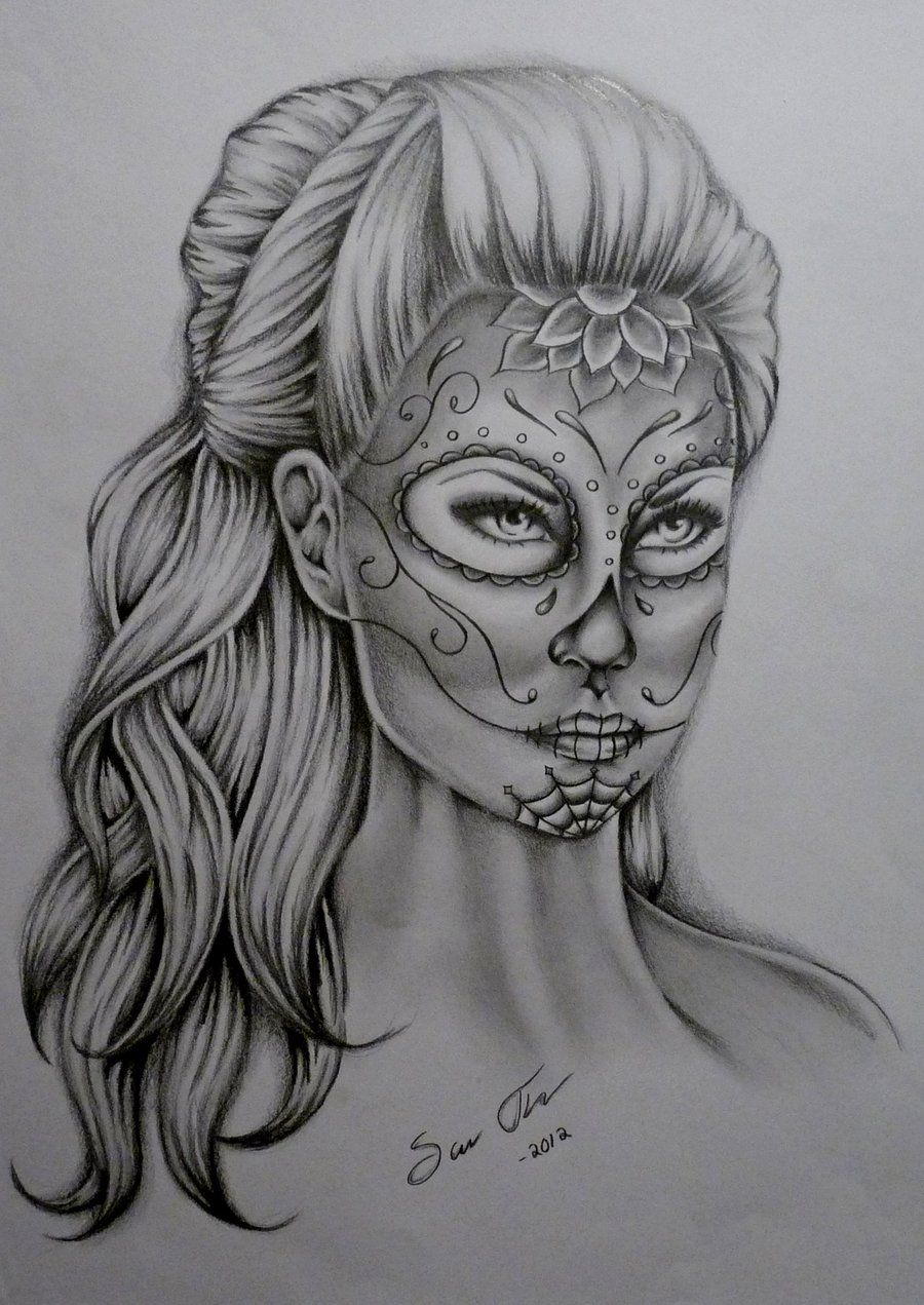 900x1271 Sugar Skull Lady Drawing Sugar Skull By ~taigeri - Sugar Skull Girl Sketch