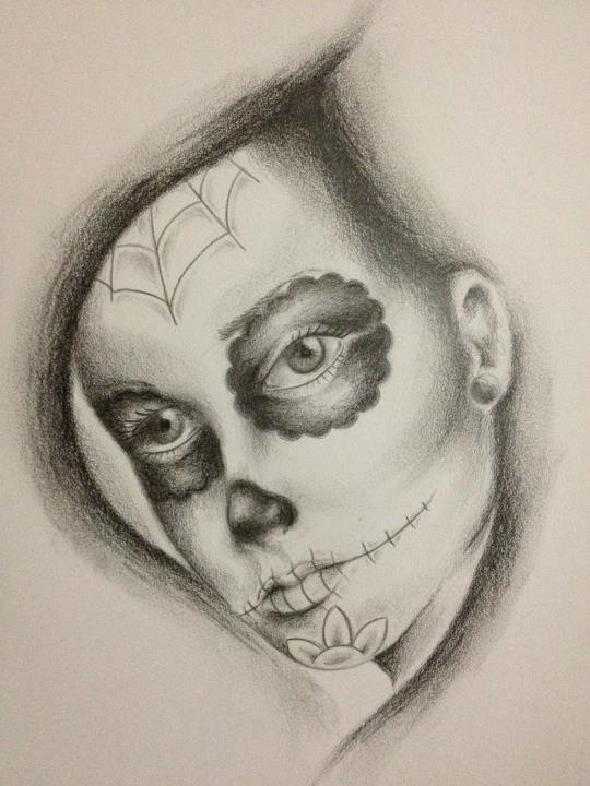 540x720 Sugar Skull Girl Sketch - Sugar Skull Girl Sketch