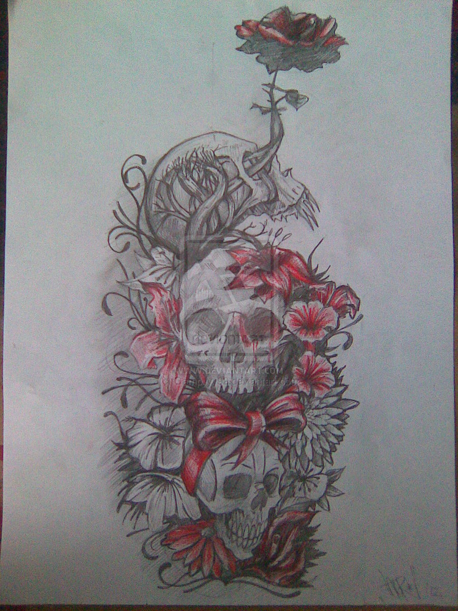 900x1200 Sugar Skull Girl And Flower Tattoos Sketch - Sugar Skull Girl Sketch