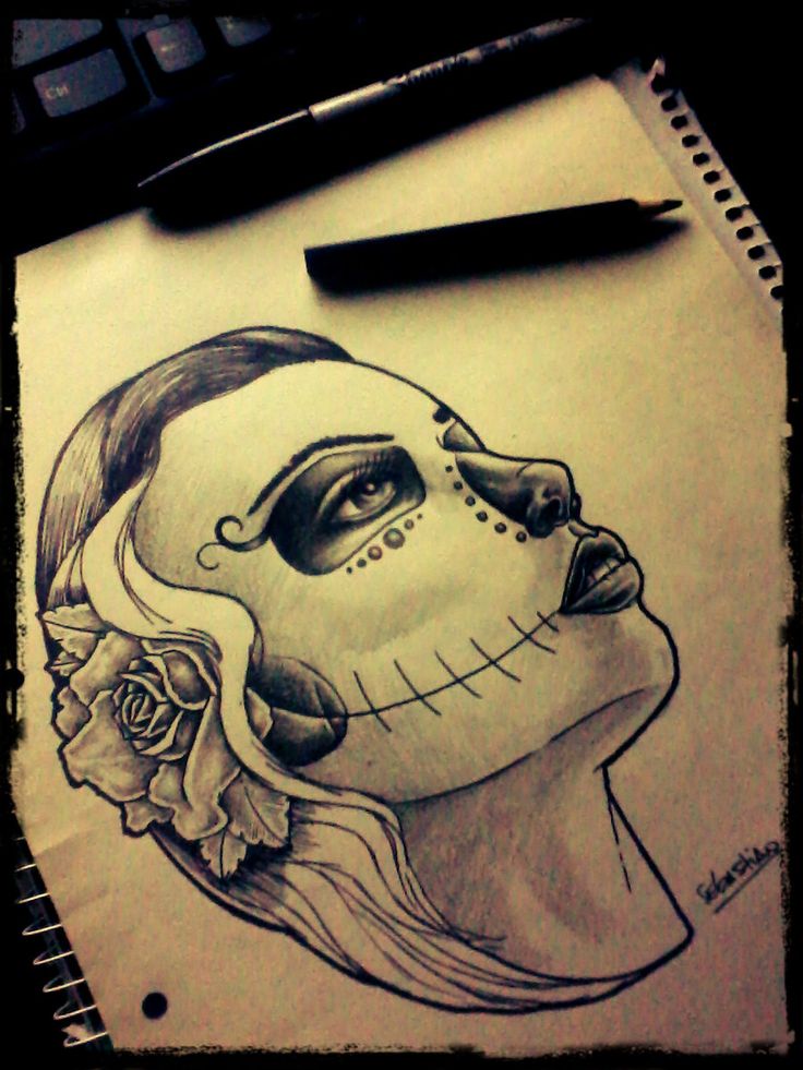 736x981 Awesome Awesome (Aawesome0276) - Sugar Skull Girl Sketch