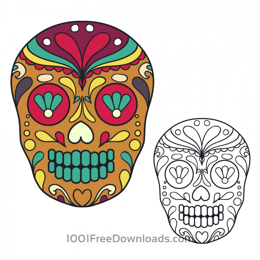 900x900 Free Vectors Vector Sugar Skull Illustration Abstract - Sugar Skull Sketch