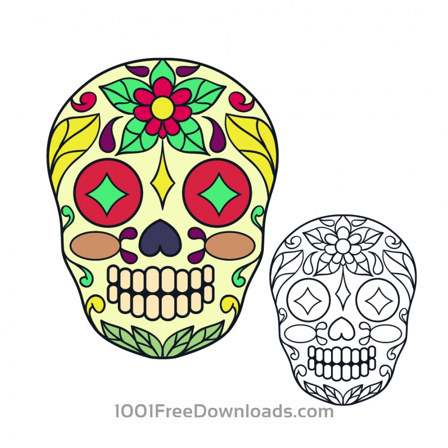 900x900 Free Vectors Vector Sugar Skull Illustration Vintage - Sugar Skull Sketch