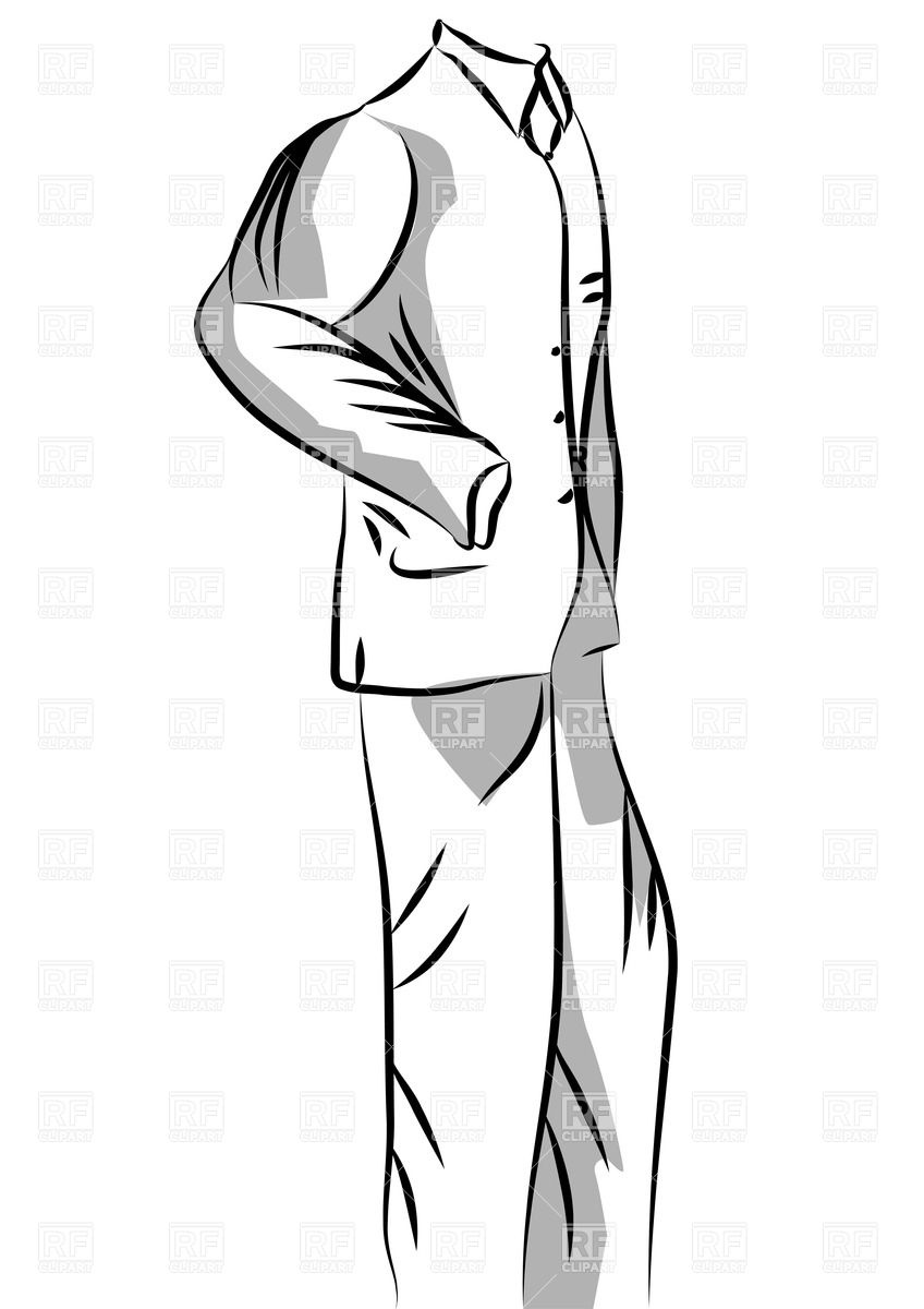 848x1200 Sketch Of Dressed Suit Vector Image Vector Artwork Of Beauty - Suit Sketch