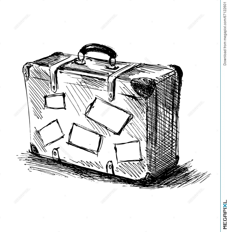 790x800 Hand Sketch Travel Suitcase Illustration 67122601 - Suitcase Sketch