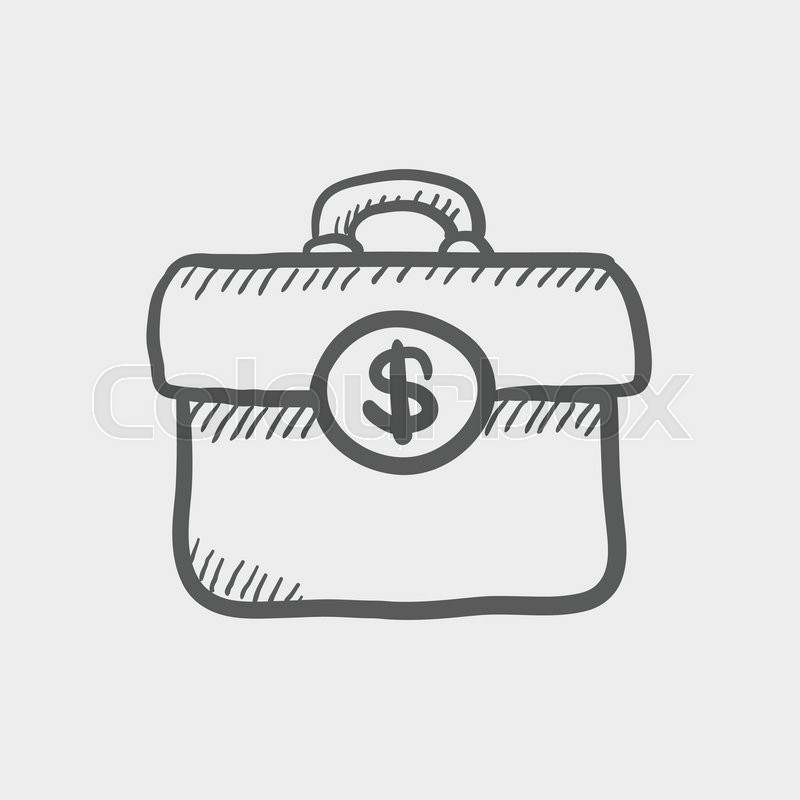 800x800 Money Suitcase Sketch Icon For Web And Mobile. Hand Drawn Vector - Suitcase Sketch