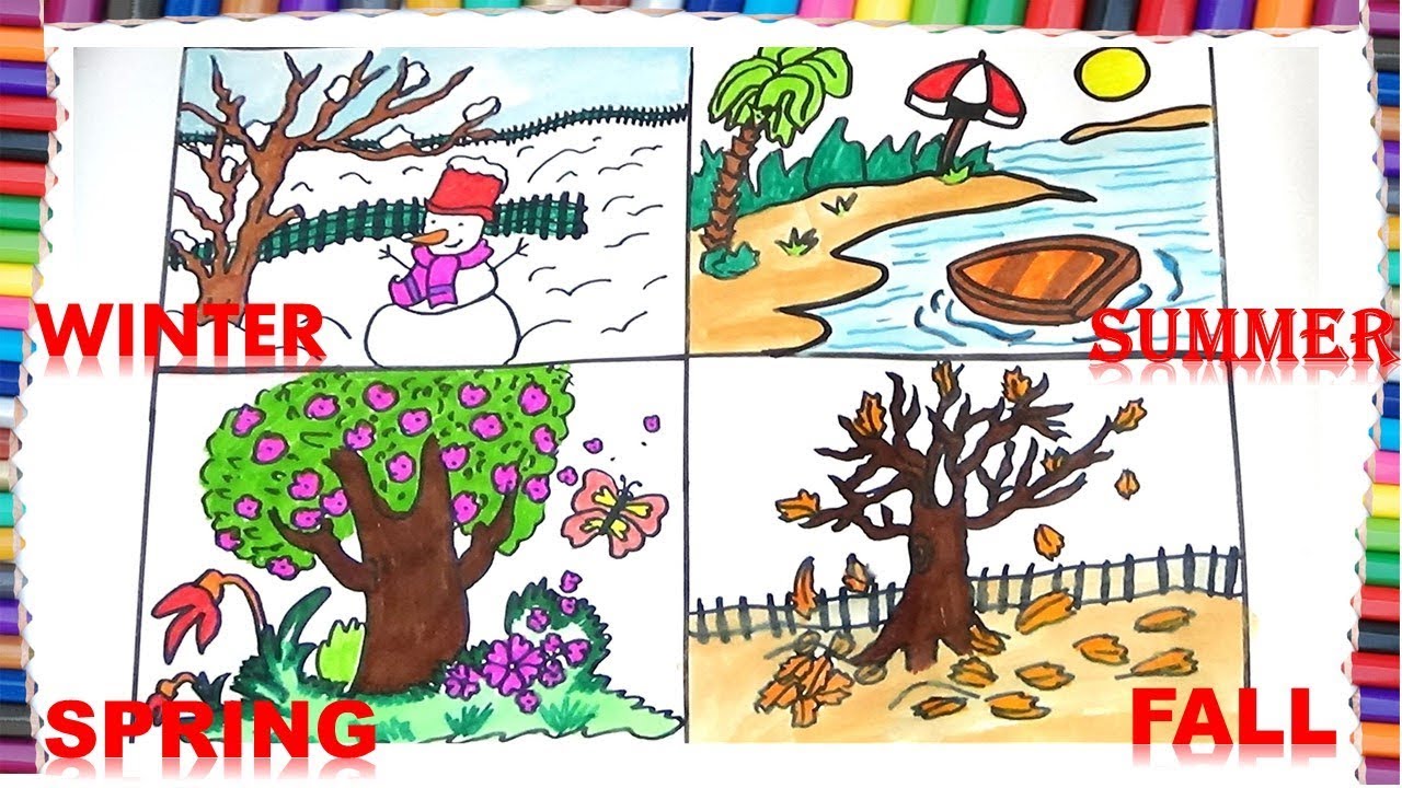 Summer Season Drawing / How to draw Scenery/Landscape of Summer Season