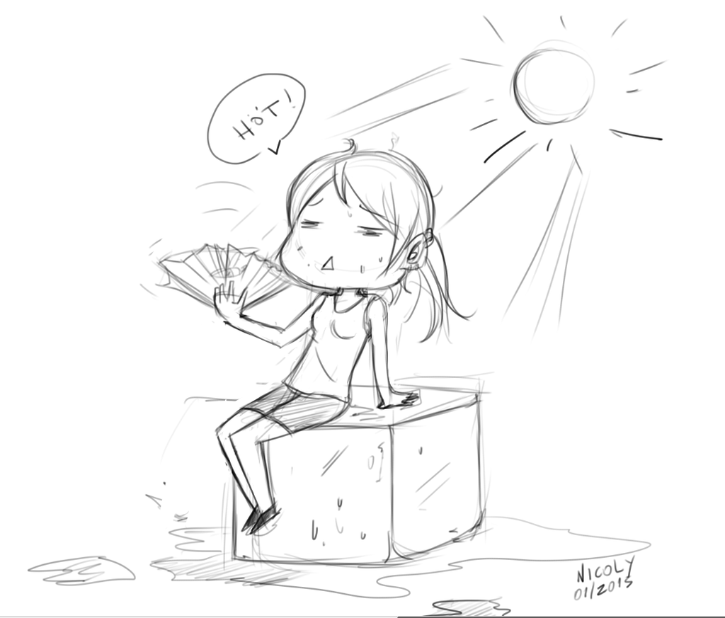 1024x873 Hot Summer Chibi Sketch By Nicky Milky - Summer Season Sketch