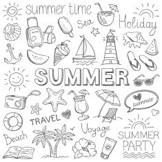 235x235 Summer Vector Art Illustration Stock Art Inspiration - Summer Sketches