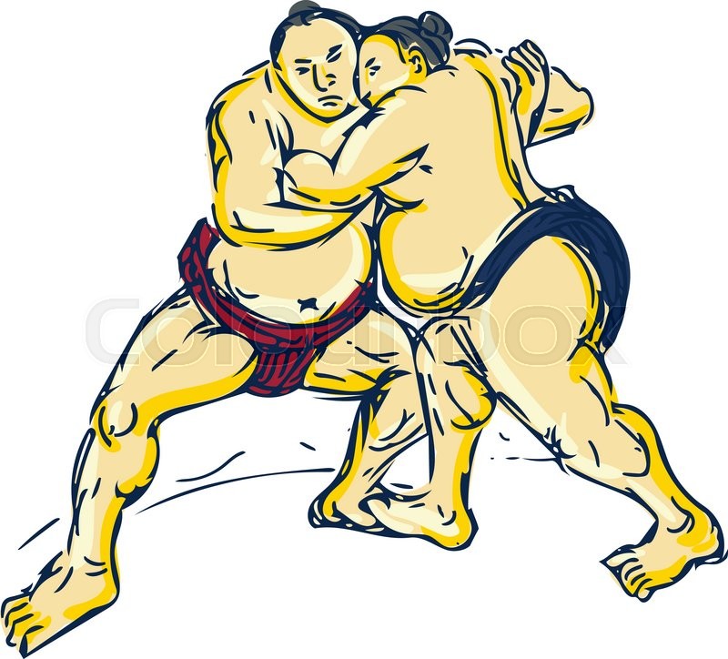 800x724 Drawing Sketch Style Illustration Of A Japanese Sumo Wrestlers - Sumo Sketch