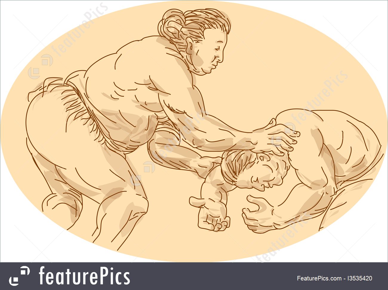 1300x970 Japanese Sumo Wrestler Sketch Illustration - Sumo Sketch