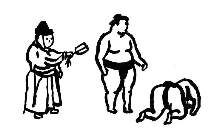 727x468 Sketches From A Grand Sumo Tournament The New Yorker - Sumo Wrestler Sketch