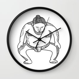 264x264 Sumo Wrestler Wall Clocks Society6 - Sumo Wrestler Sketch