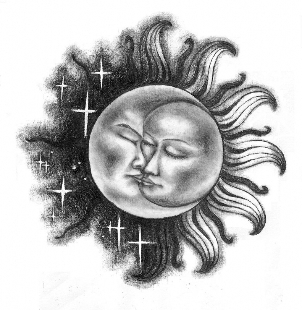 Sun And Moon Sketch at PaintingValley.com | Explore collection of Sun ...