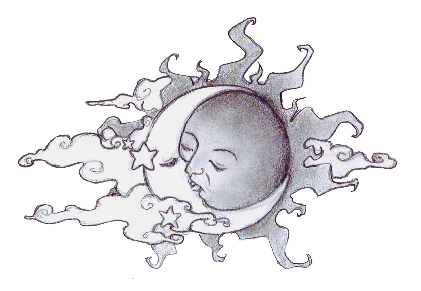 833x575 Sun And Moon By Zias - Sun And Moon Sketch