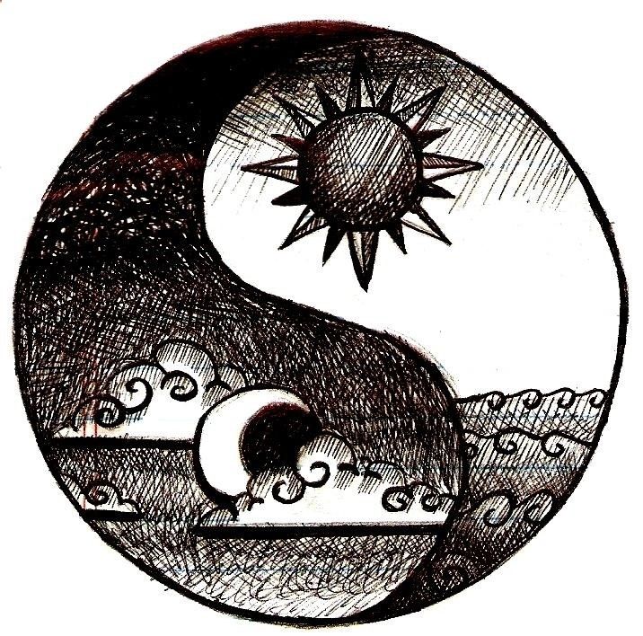 716x708 Love This Because I Want A Sun And Moon Tattoo And A Yin Yang - Sun And Moon Sketch