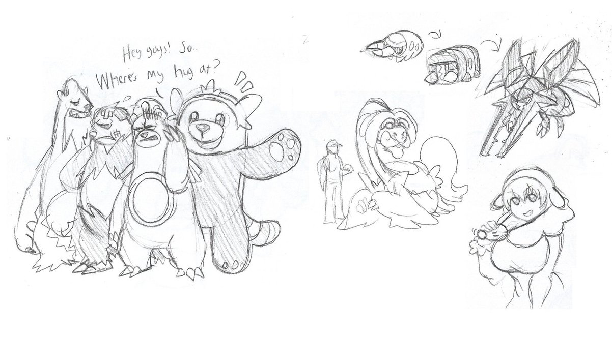 1202x665 Pokemon Sun And Moon Sketches By Brian12 - Sun Moon Sketch