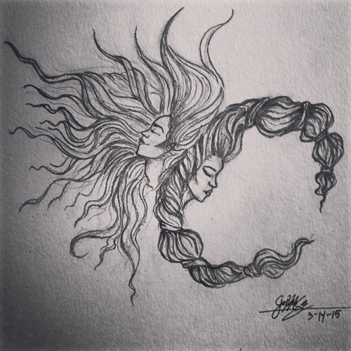 500x500 Moon - Sun Moon Sketch