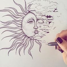 Easiest Sun And Moon Tattoo Sketch Russian 1000 Words