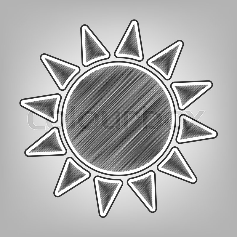 800x800 Sun Sign Illustration. Vector. Pencil Sketch Imitation. Dark Gray - Sun Pencil Sketch