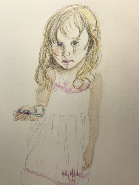 480x640 Day 162 (Sun 611) Colored Pencil Sketch Girl Threesixfiveart - Sun Pencil Sketch
