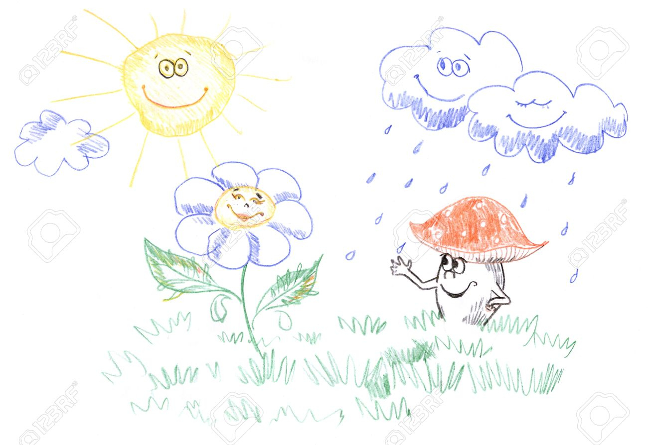 1300x894 Flowers Pencil Drawing For Kids Kids Pencil Drawing Of Happy Sun - Sun Pencil Sketch