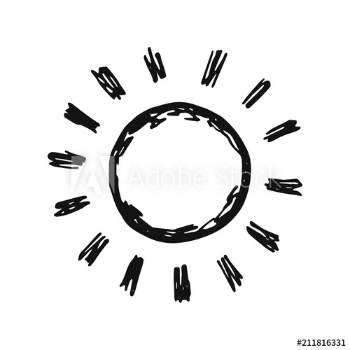 500x500 Sun Sketch Vector. Isolated Silhouette - Sun Sketch