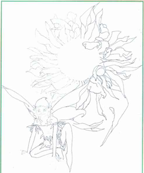 494x591 Sunflower Fairy By Myrea Pettit - Sunflower Sketch Simple