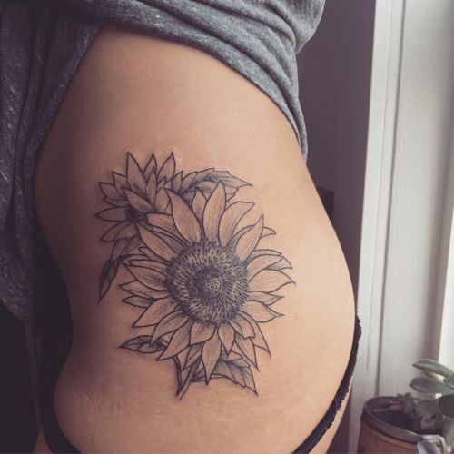 500x500 Sunflower Drawing Tattoo - Sunflower Tattoo Sketch