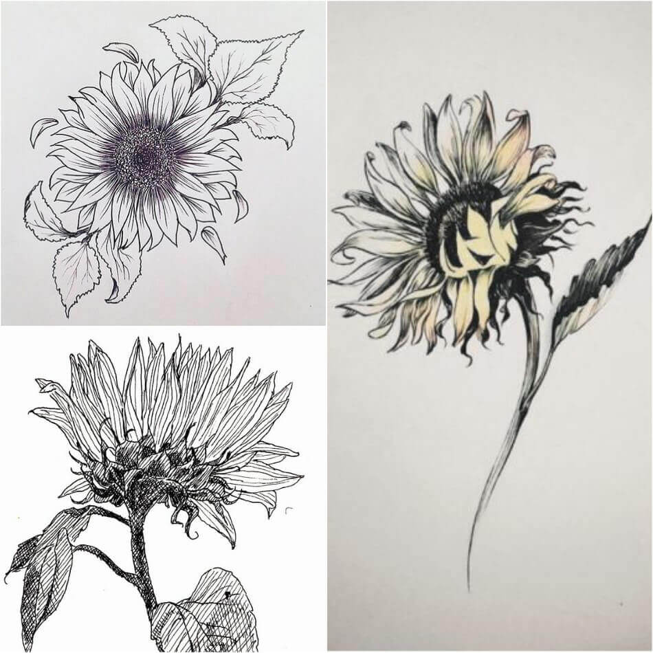 Sunflower Tattoo Sketch at PaintingValley.com | Explore collection of ...