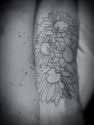375x500 Sunflower Tattoo Sketch - Sunflower Tattoo Sketch