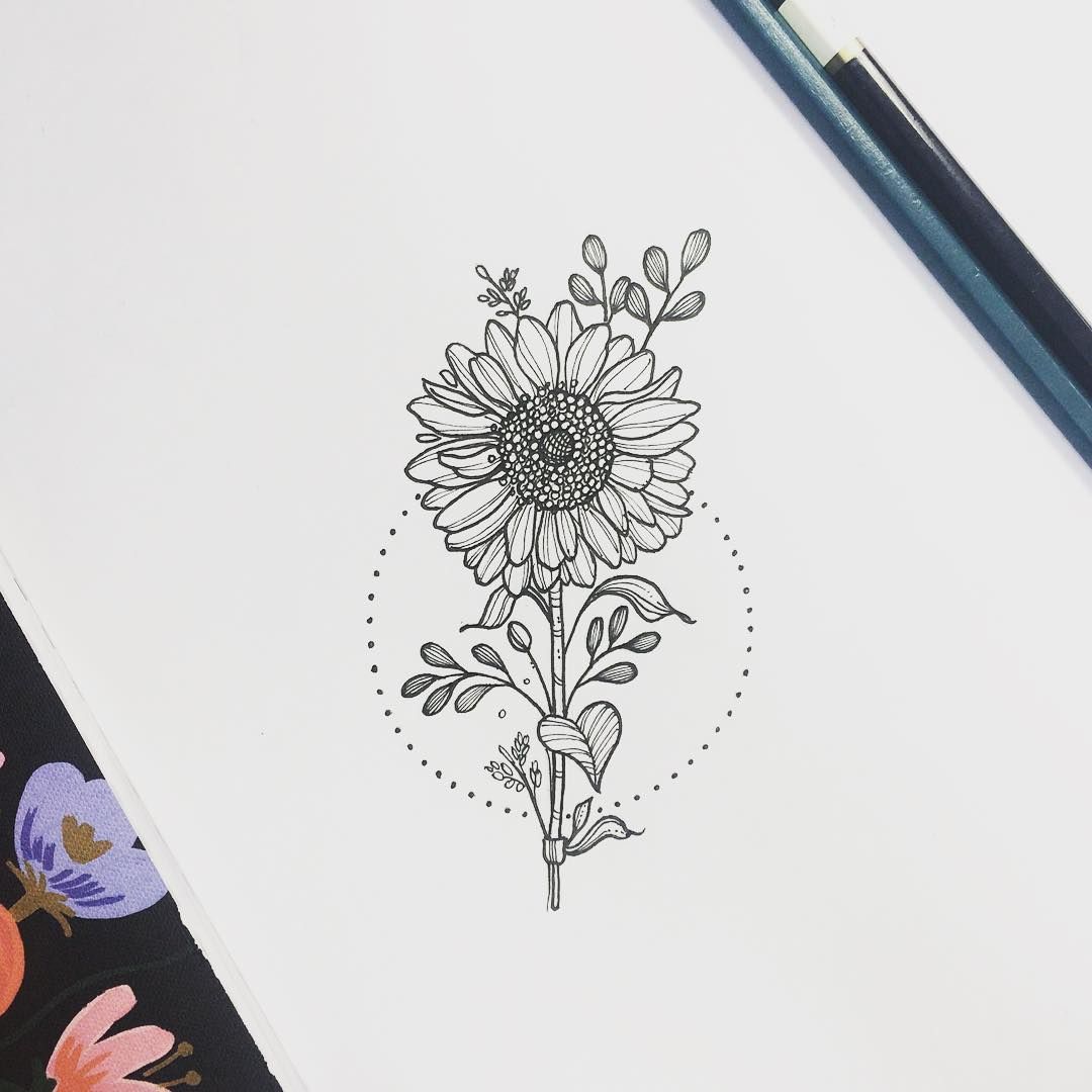 1080x1080 Tattoo - Sunflower Tattoo Sketch