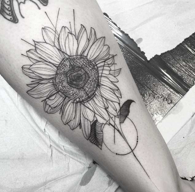 635x628 Amazing Sunflower Tattoo Ideas - Sunflower Tattoo Sketch
