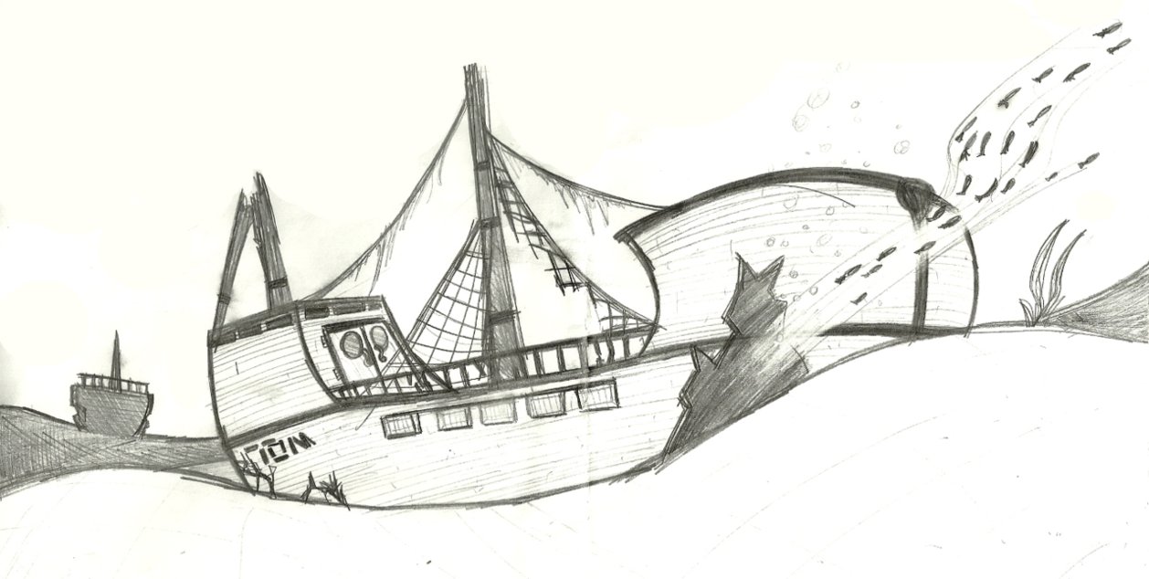1258x634 Sunken Ship By Light Rock - Sunken Ship Sketch