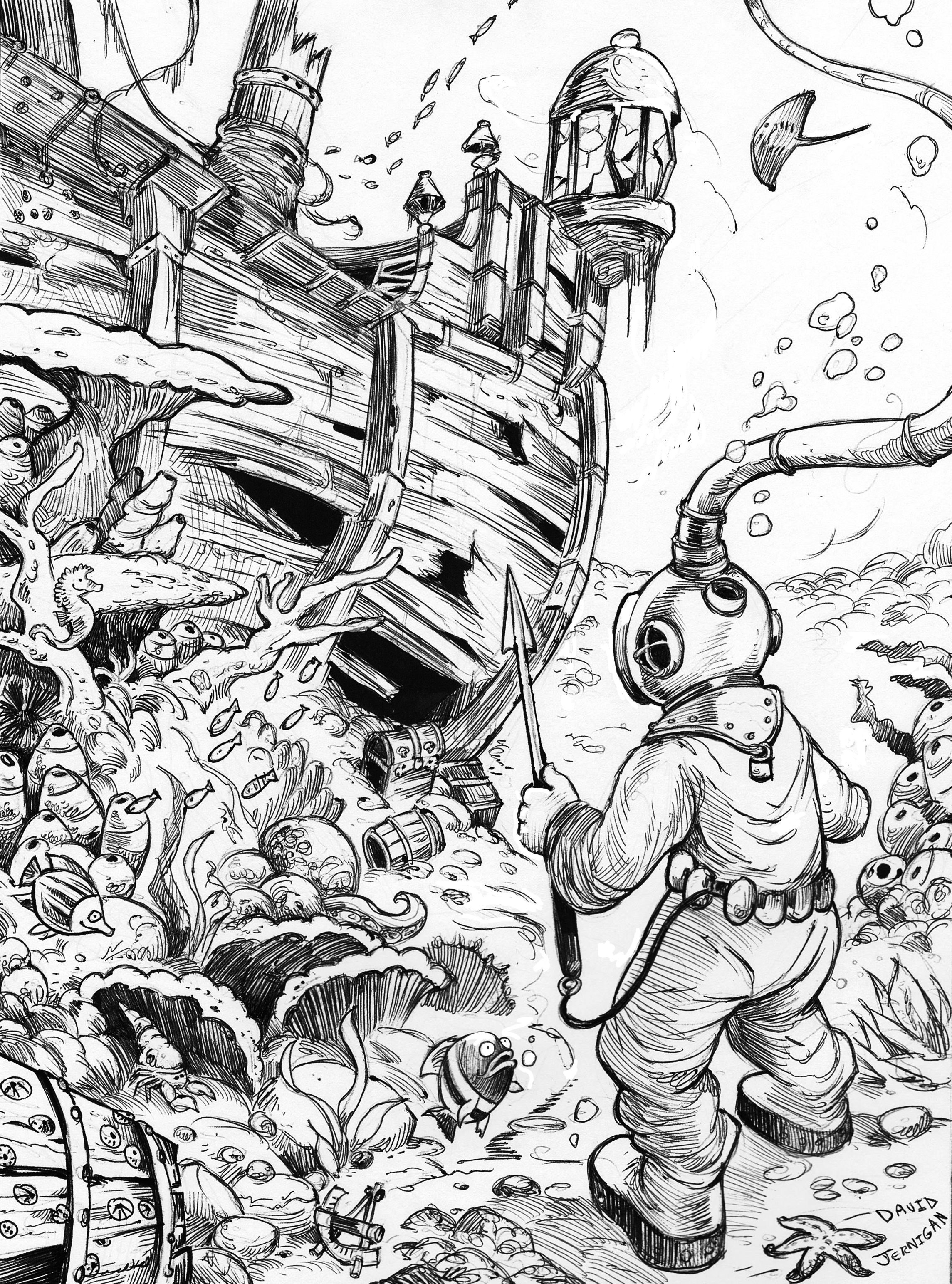 2289x3087 Sunken Ship Drawing Sketcharound - Sunken Ship Sketch