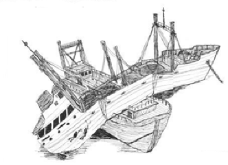 332x240 Sunken Ship Drawing - Sunken Ship Sketch