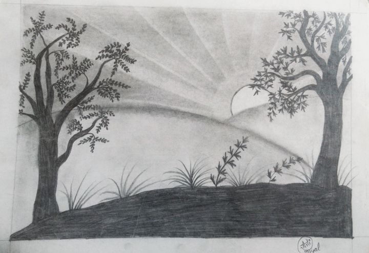 720x494 Beautiful Sunrise - Sunrise Pencil Sketch