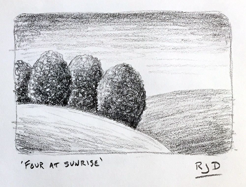 1000x761 Four - Sunrise Pencil Sketch