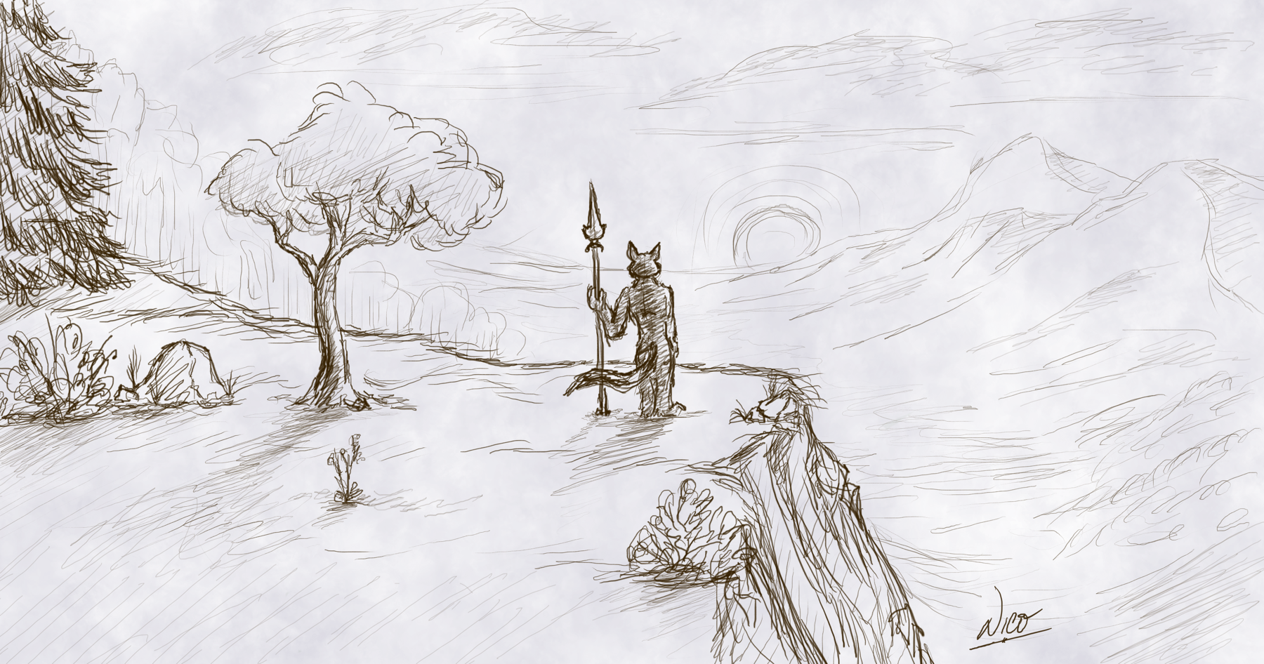 1800x946 Sketch Valley Sunrise Weasyl - Sunrise Sketch